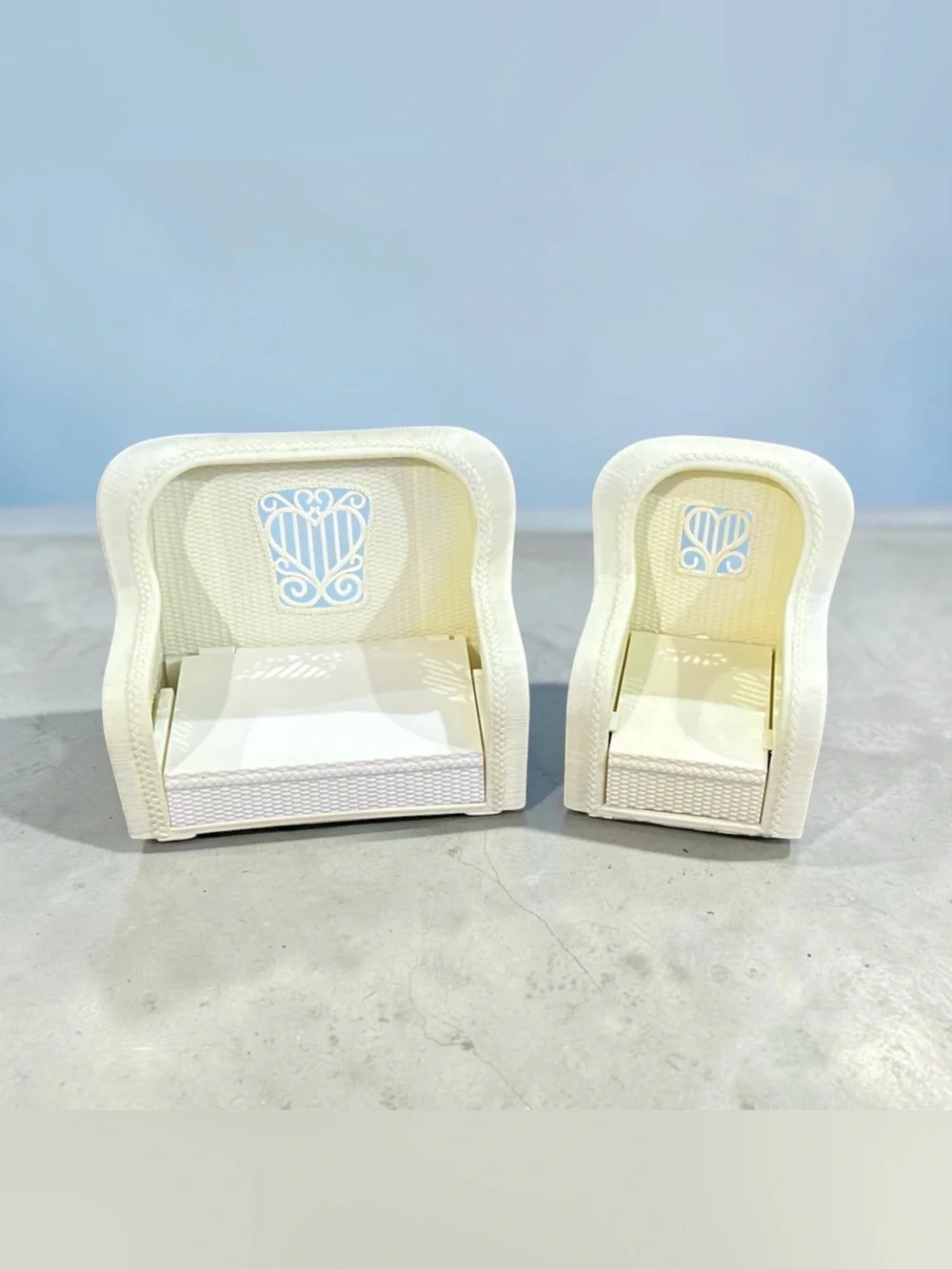 Vintage Barbie Plastic Wicker Chair Lounger Out Door Furniture 1983 Bundle of 2